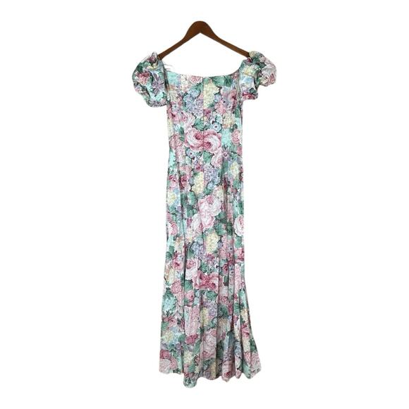 Vintage Jessica McClintock Cottagecore Long Dress Floral Rose Cotton 9/10 Small - Picture 7 of 10